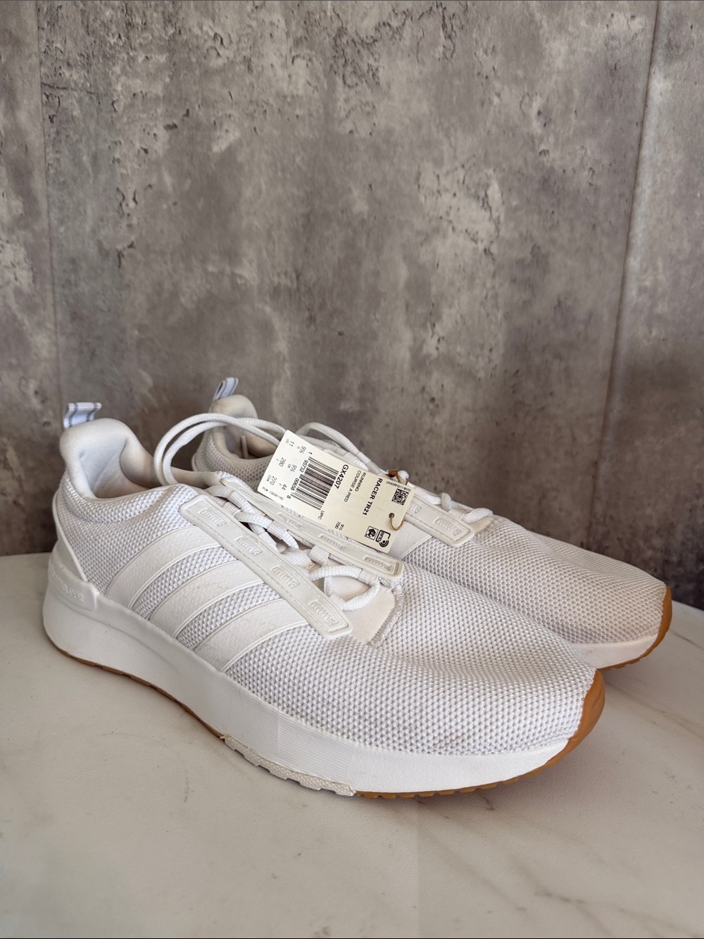 adidas racer TR21 Men’s White Mesh Sneakers with Gum Outsole 11
